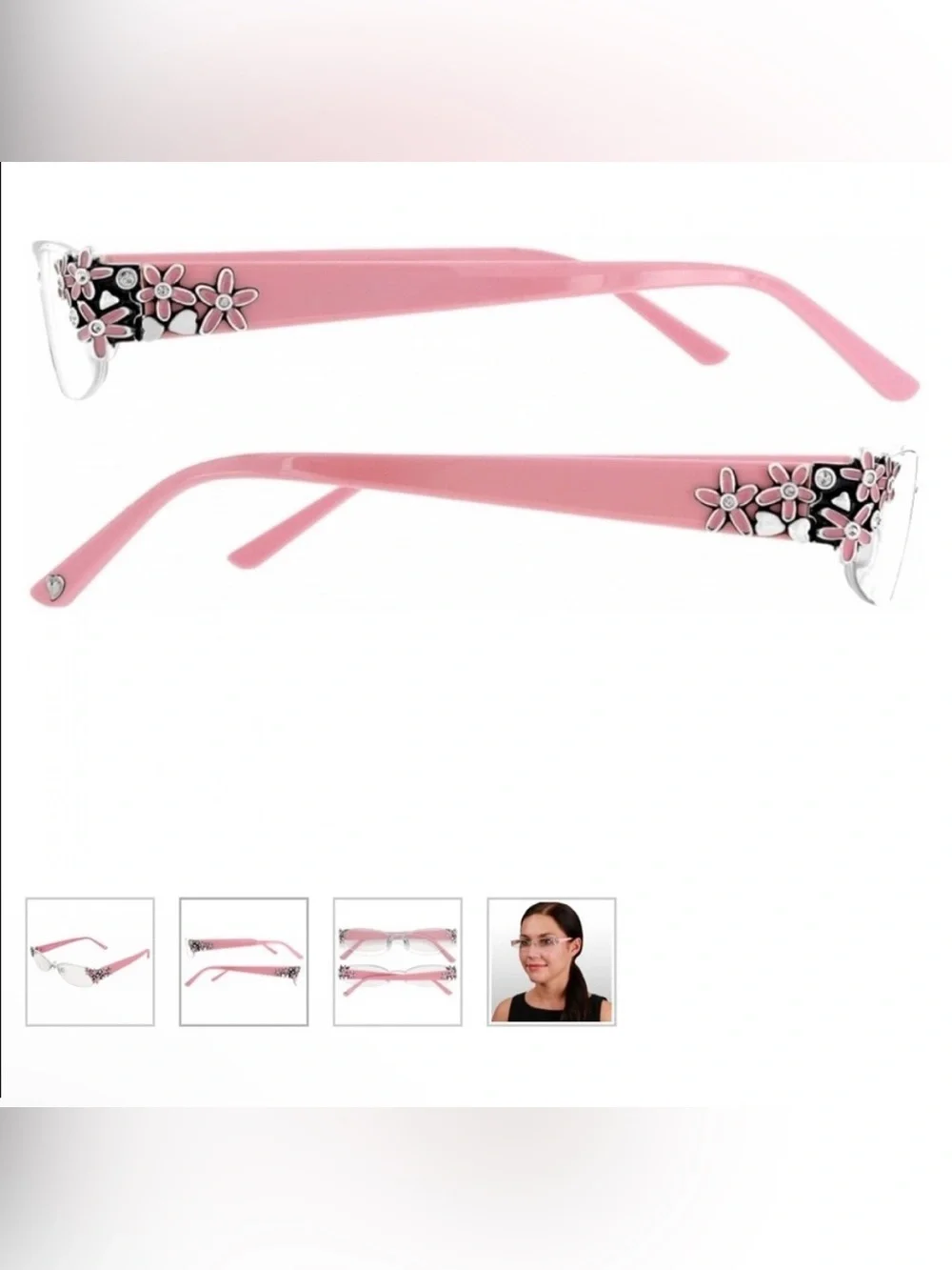 Brighton Pink Love Daisy Rimless Reading Glasses strength 2.0